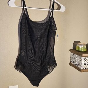 Nearly Nude Midnight Pretty Me Lace Thong Body Suit Medium Control Size Medium